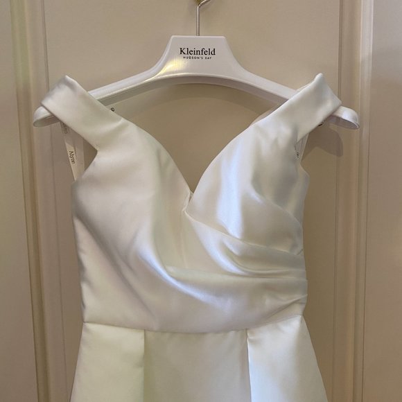 NEW W/TAGS WEDDING DRESS KLEINFELD- Off the Shoulder Satin Gown by Rita Venieris - Picture 4 of 10